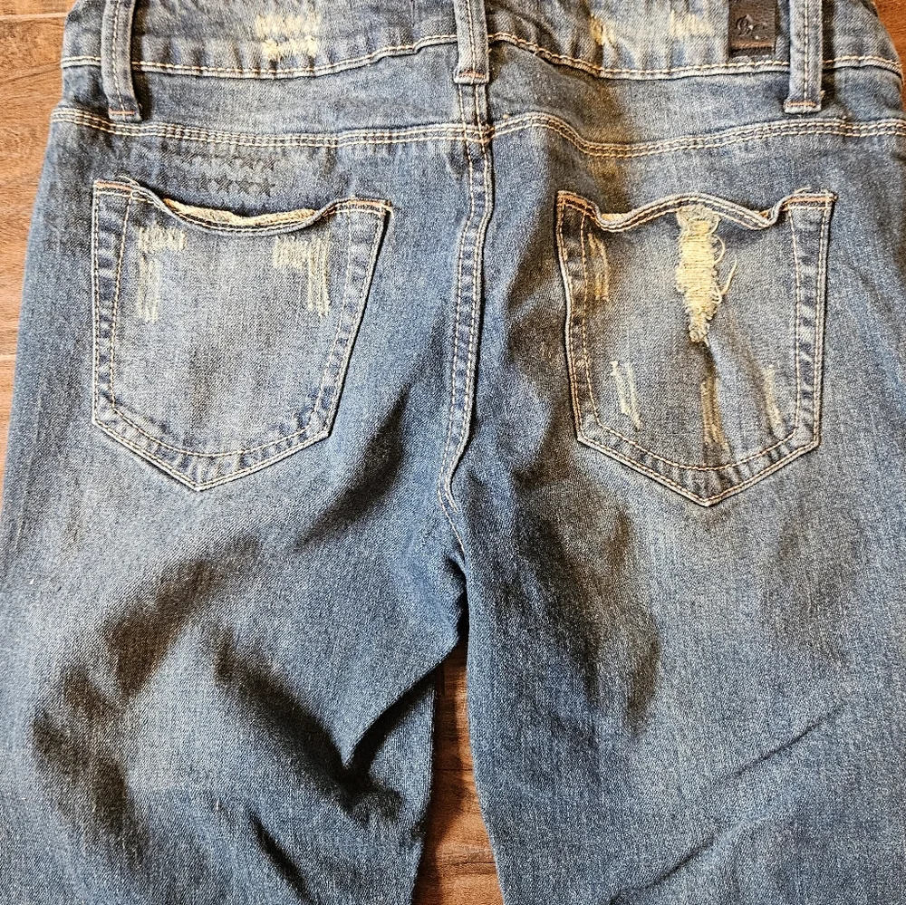 Women's Black Crystal Distressed Jeans Juniors 7 30x31 - Picture 7 of 8